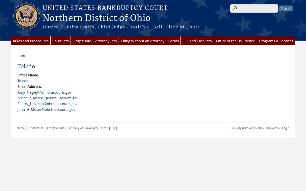 Wyandot County case lookup federal bankruptcy court boundary