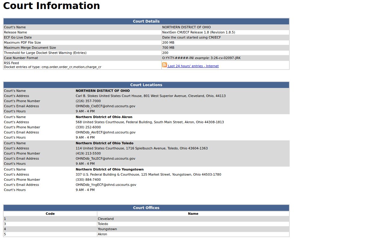 Wyandot County case lookup federal CM ECF system