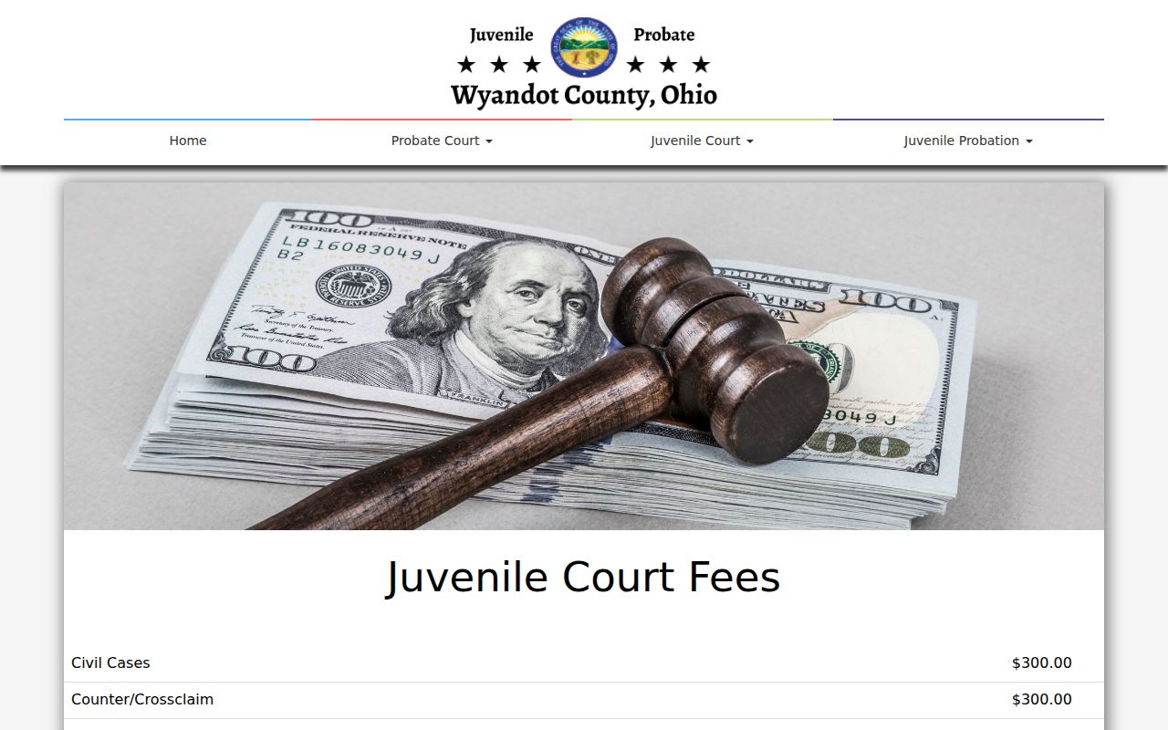 Wyandot County court records Juvenile Court copy fee page