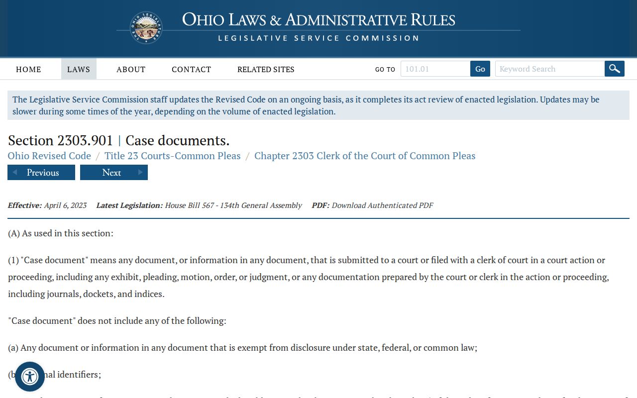 Wyandot County court records Common Pleas public access statute