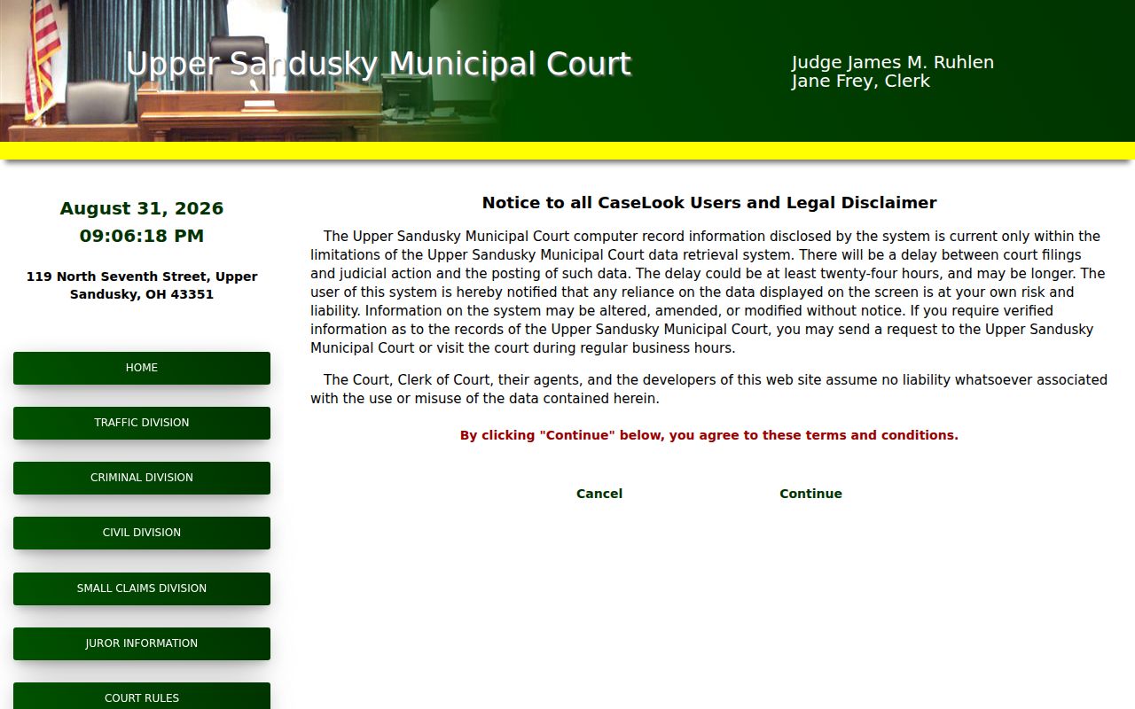 Wyandot County traffic ticket CaseLook record-search fields