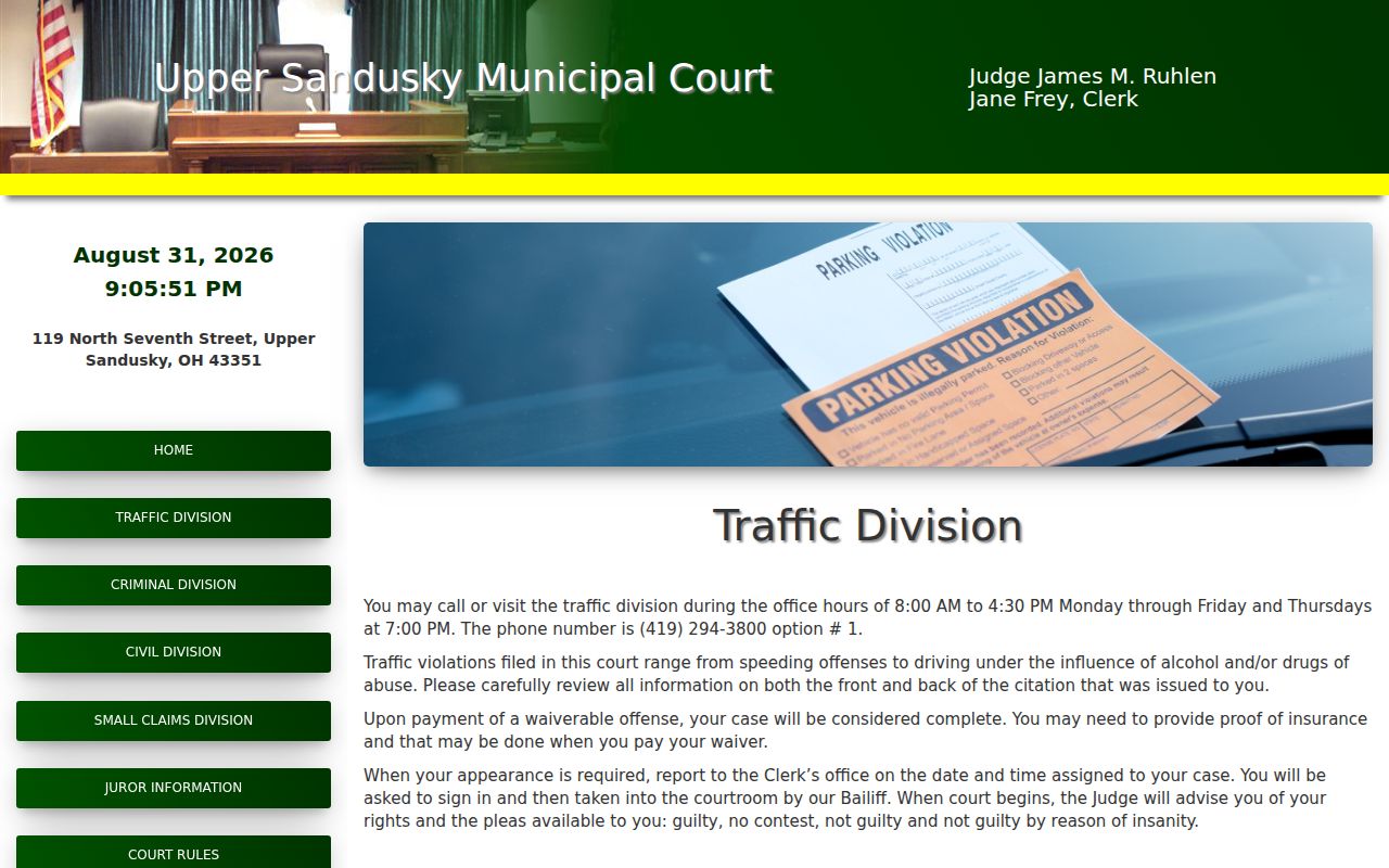 Upper Sandusky court docket Traffic Division record source
